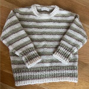 Rylee + Cru Olive and Cream Striped Sweater